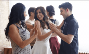 Salsa couple dancing