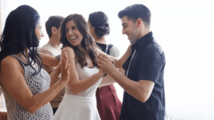 Salsa couple dancing