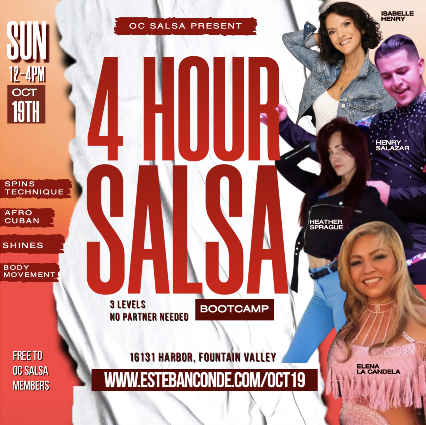 4 Hour Salsa Bootcamp at OC Salsa Sunday Oct 19 2025