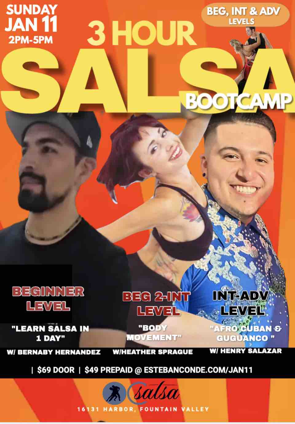 3 Hour Salsa Bootcamp at OC Salsa Sunday Jan 11 2025